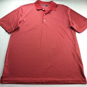 Greg Norman Men's Play Dry Golf Polo Shirt Size Large Red Blue Stripes